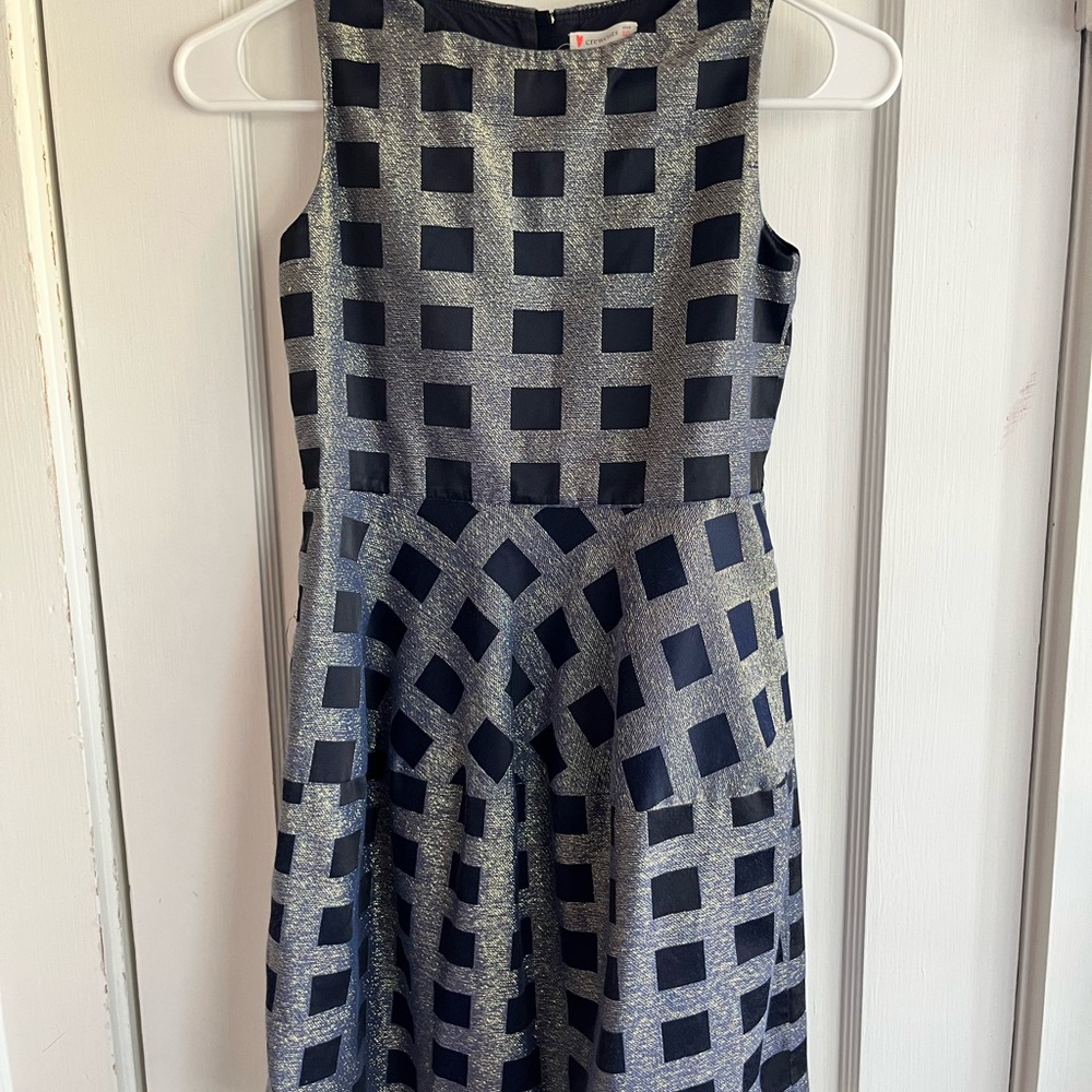 Crewcuts Blue and Gold Fit and Flare Sparkly Dress